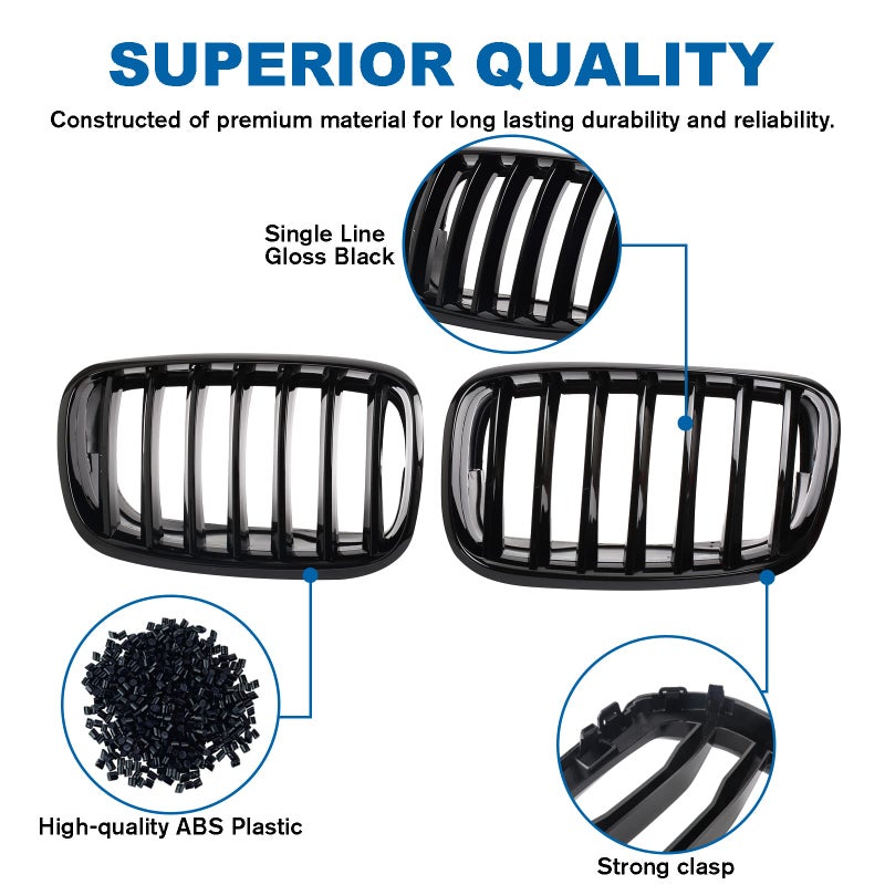 BILLDIO Front Grille For 2007-2014 BMW X5 E70 X6 E71 - Image 3